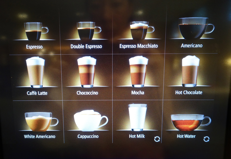 Espresso Drink Choices, Coffee Machine, AMEX Centurion Lounge Houston Review