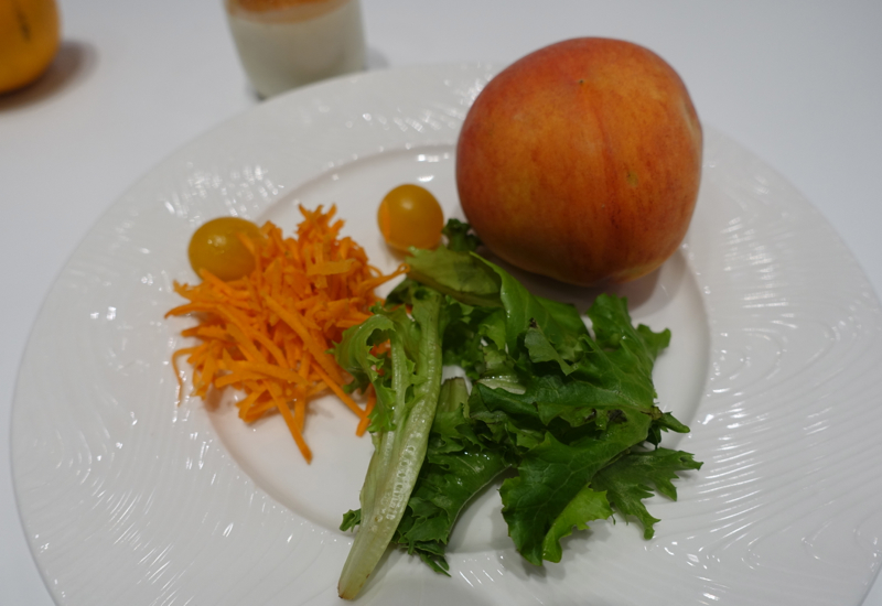 Salad and Fresh Peach, AMEX Centurion Lounge Houston Review