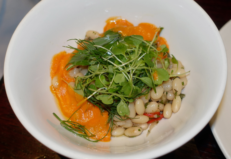 Summer Beans with Almonds, Calabrian Chiles and Smoked Basque Cheese, Casa Mono Review