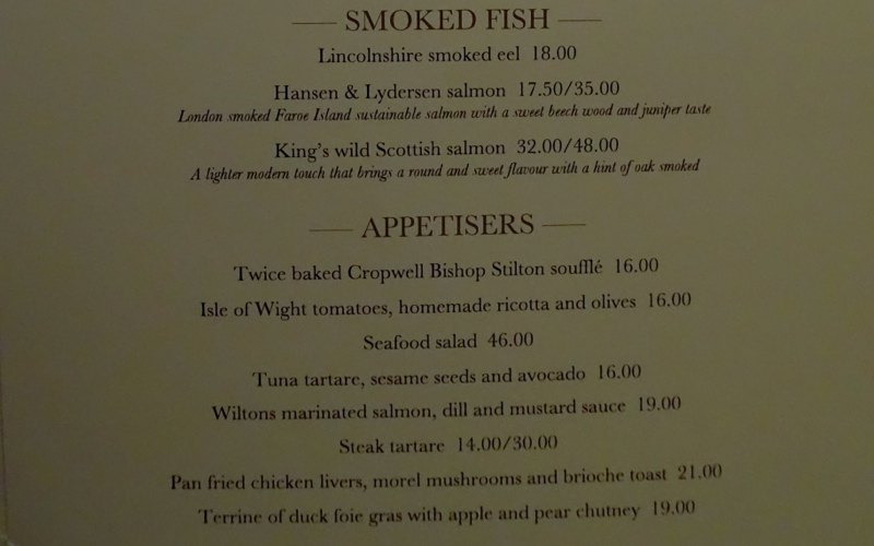 Menu-Wiltons London