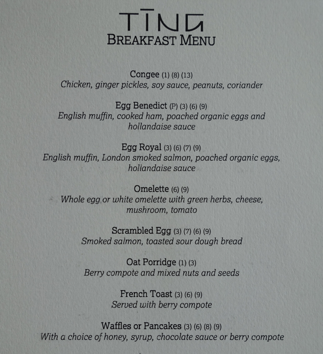 TING a la carte Breakfast Menu