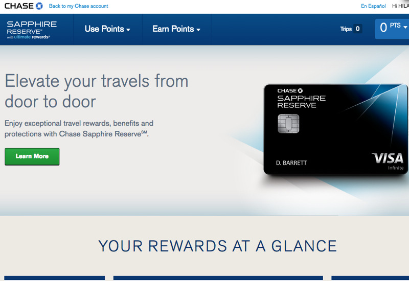 Chase Sapphire Reserve: Click "Learn More"