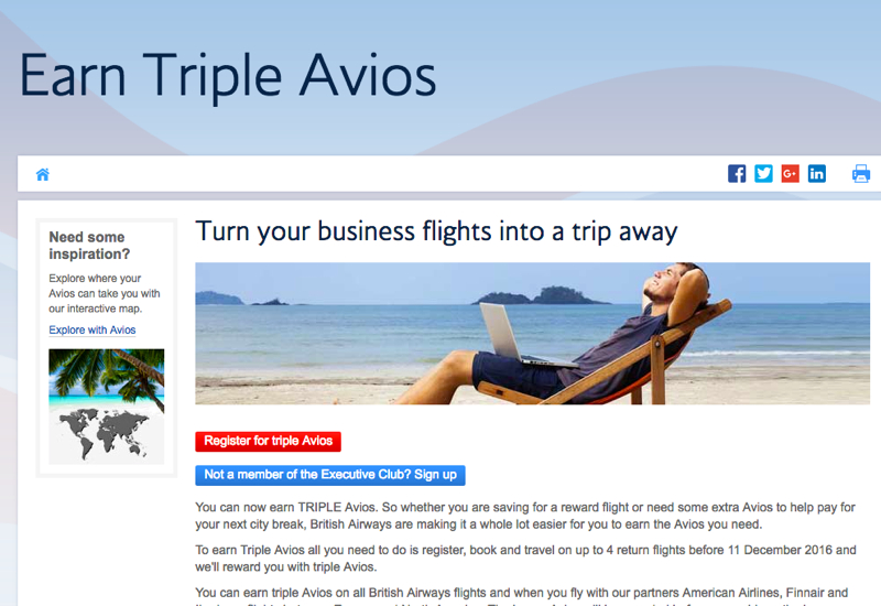 Triple Avios for British Airways, AA, Iberia, Finnair Flights