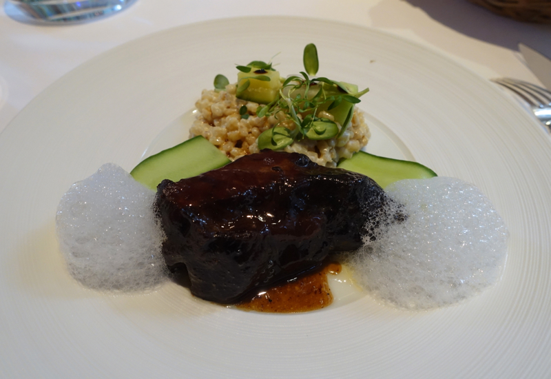 Glazed Beef Cheek with Pearl Barley and Blue Cheese, Anatoly Komm at Raff House Review, Moscow