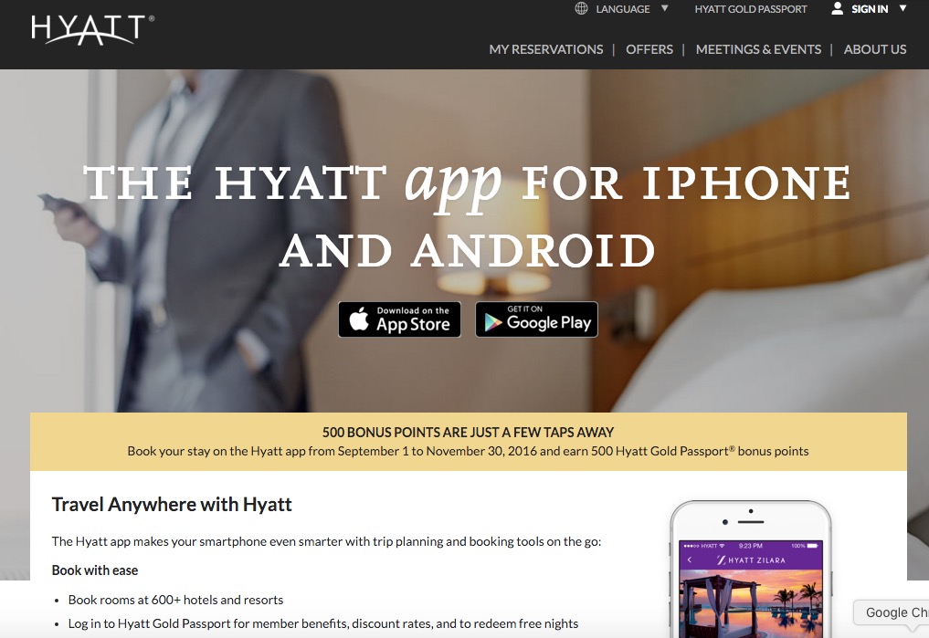 500 Hyatt Gold Passport Points for Hyatt App Booking