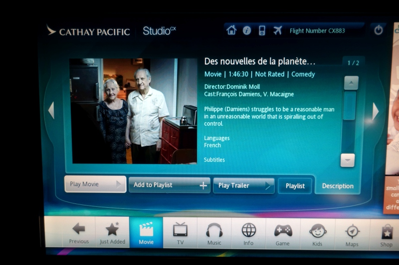 Cathay Pacific Studio CX In-Flight Entertainment Review