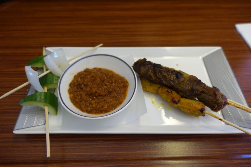 Chicken and Beef Satay with Peanut Sauce, Singapore First Class Review