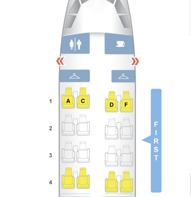 Seat Map: American Old A321 First Class 