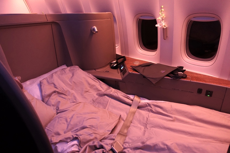 Cathay Pacific First Class Review: Flat Bed After Turndown Service