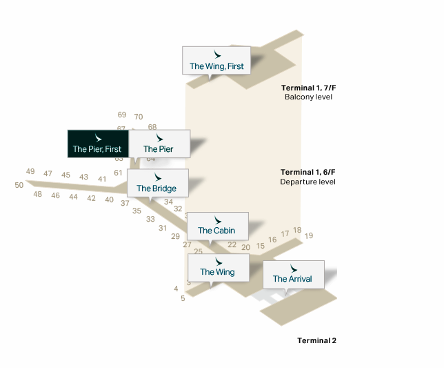 Map, Cathay Pacific The Pier First Class Lounge HKG