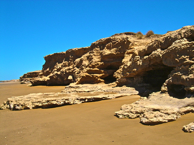 Hidden rocks on a deserted beach 