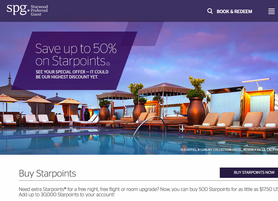 Buy SPG Points at Up to 50% Off (Targeted)