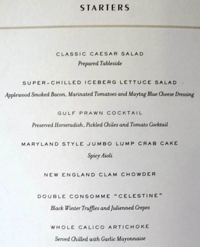 Dinner Menu, The Grill by Thomas Keller, Seabourn Quest