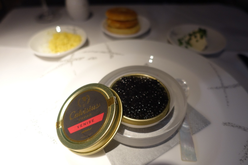 Calvisius Caviar, Cathay Pacific First Class Review