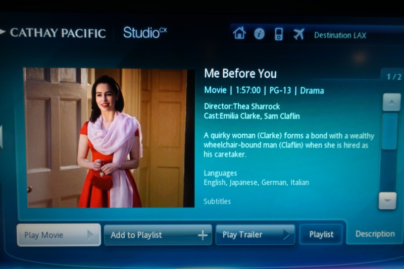 Me Before You, Studio CX, Cathay Pacific Review