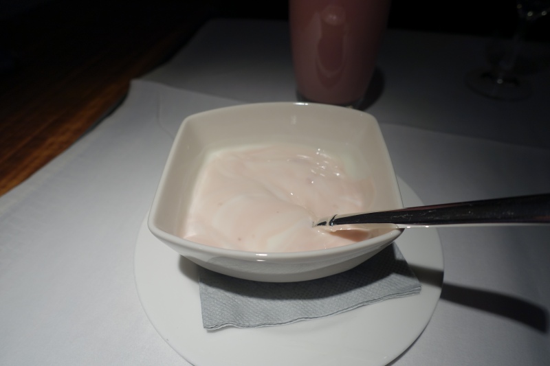Yogurt and Energizer Drink, Cathay Pacific First Class Breakfast Review