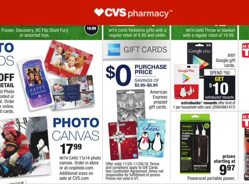 5X on No Fee AMEX Gift Cards at CVS with Chase Freedom