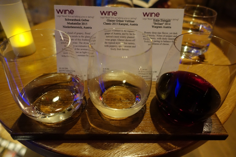 Austrian Wine Flight, ENO Wine Bar Review, Georgetown, Washington DC