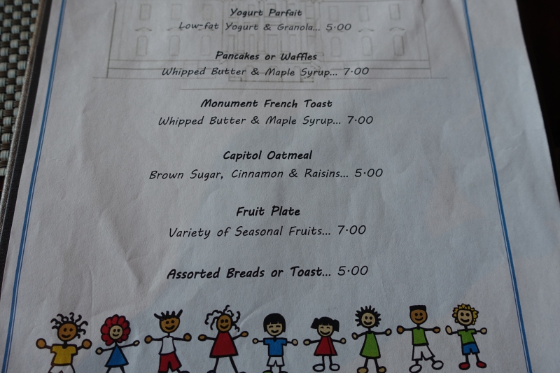 Seasons Kids' Breakfast Menu, Four Seasons Washington, DC Review