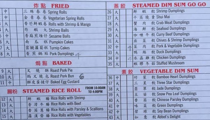 Dim Sum Go Go NYC Menu