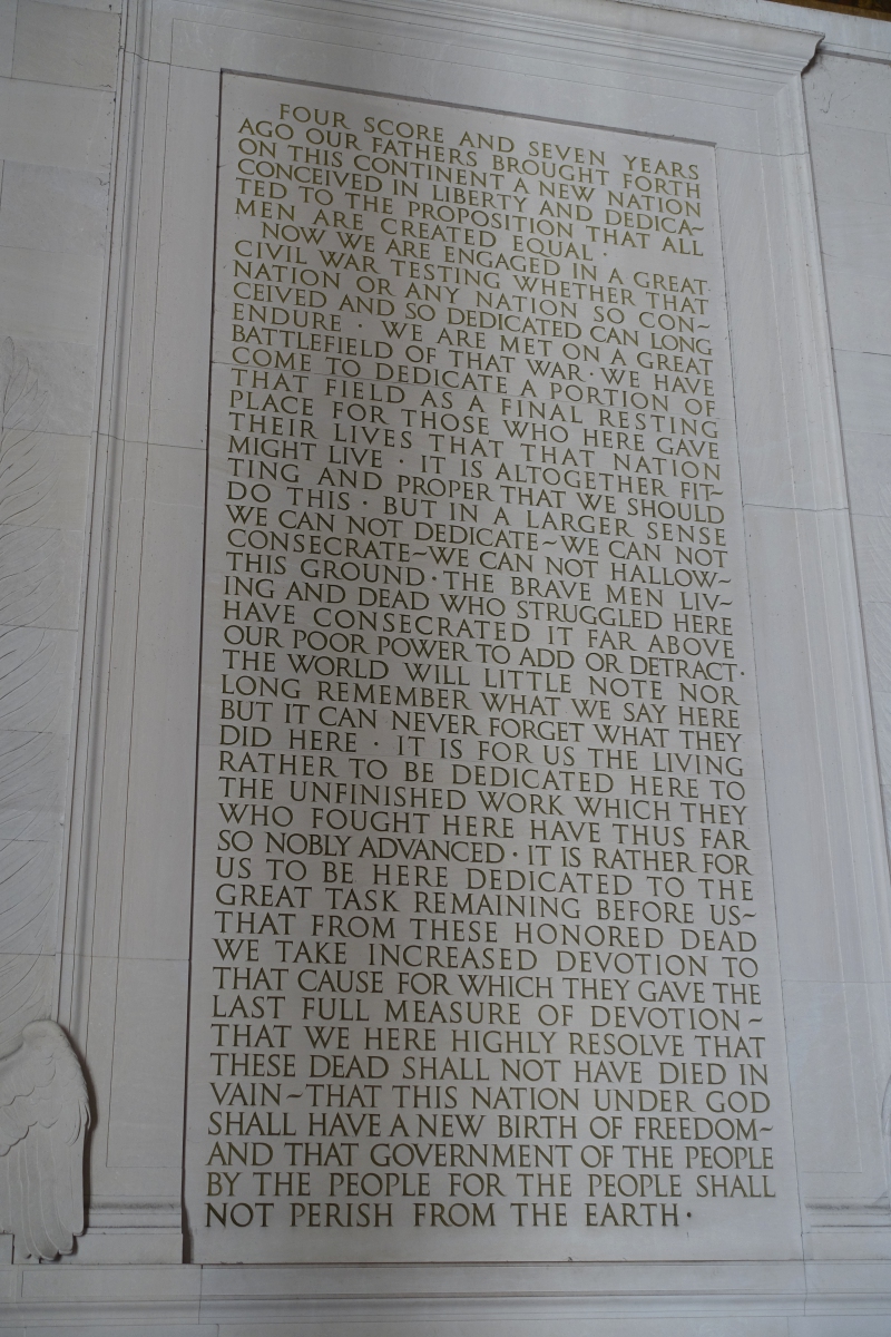 Gettysburg Address, Lincoln Memorial, Washington, DC