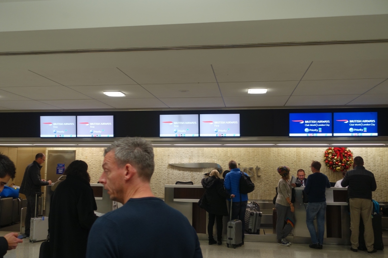 British Airways: Line at First Class Check-In, JFK