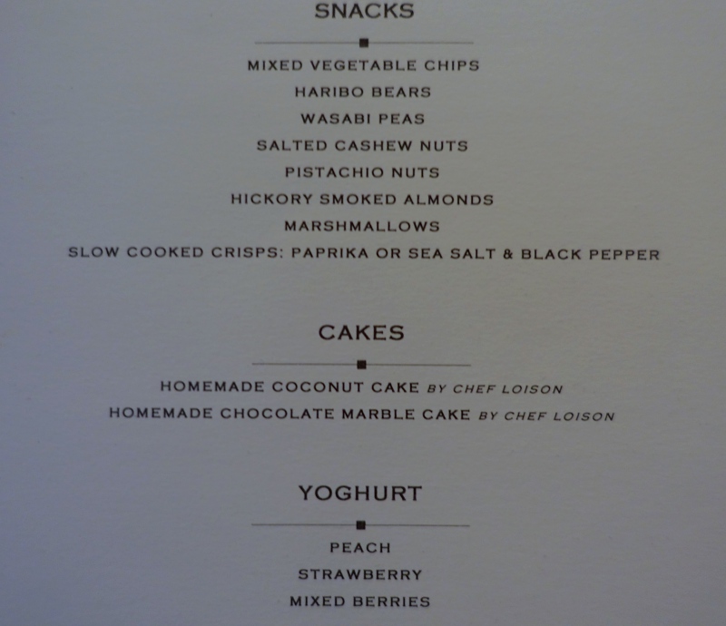 Snack Menu, Cheval Blanc Randheli Lounge, Maldives