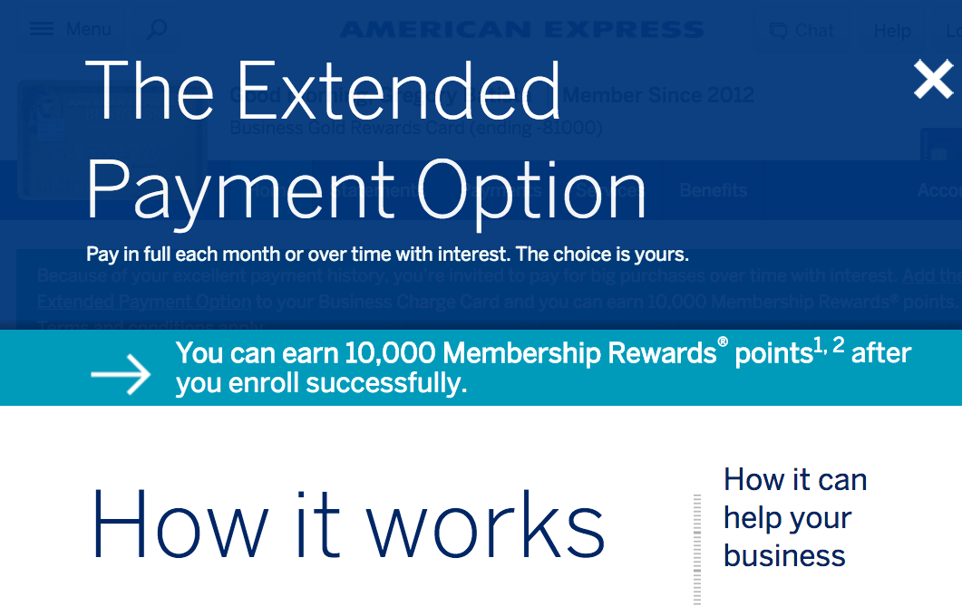 10K AMEX Bonus Points to Enroll in Extended Payment Option