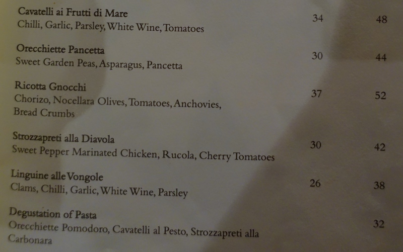 Deelani Pasta and Risotto Menu