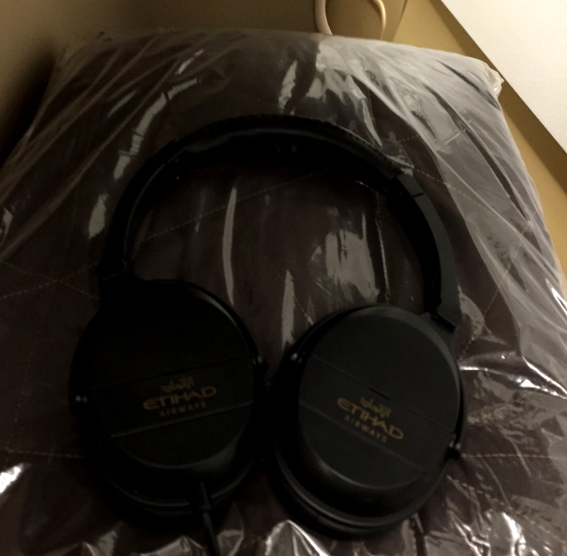 Etihad Business Class Headphones and Blanket