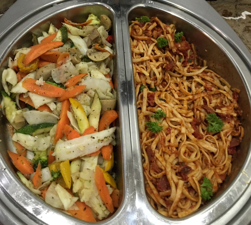 Vegetables and Pasta, Male Business Class Lounge Review