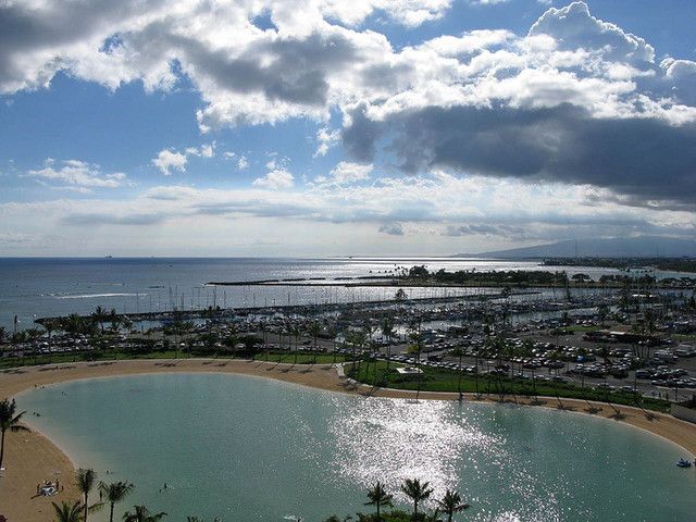 The view from a room at the Hilton