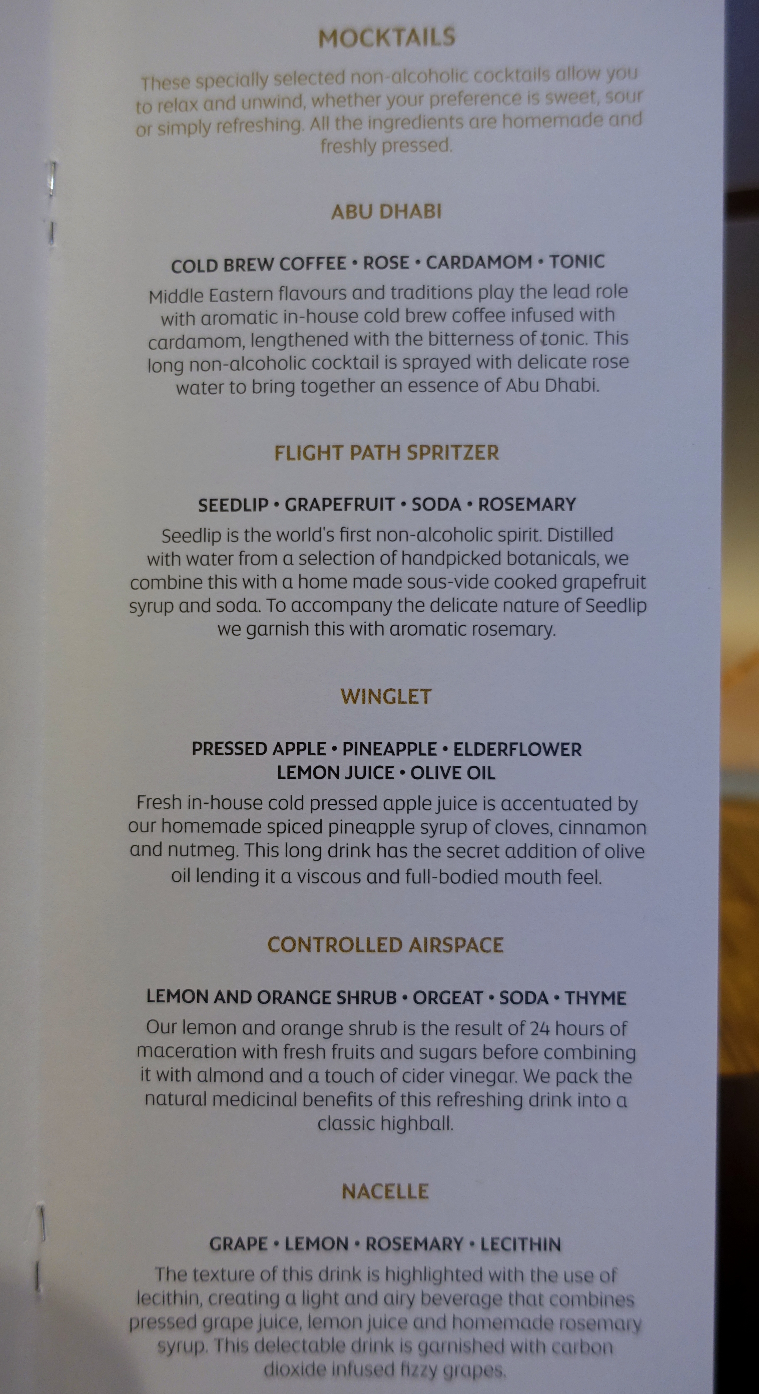 Mocktail Menu