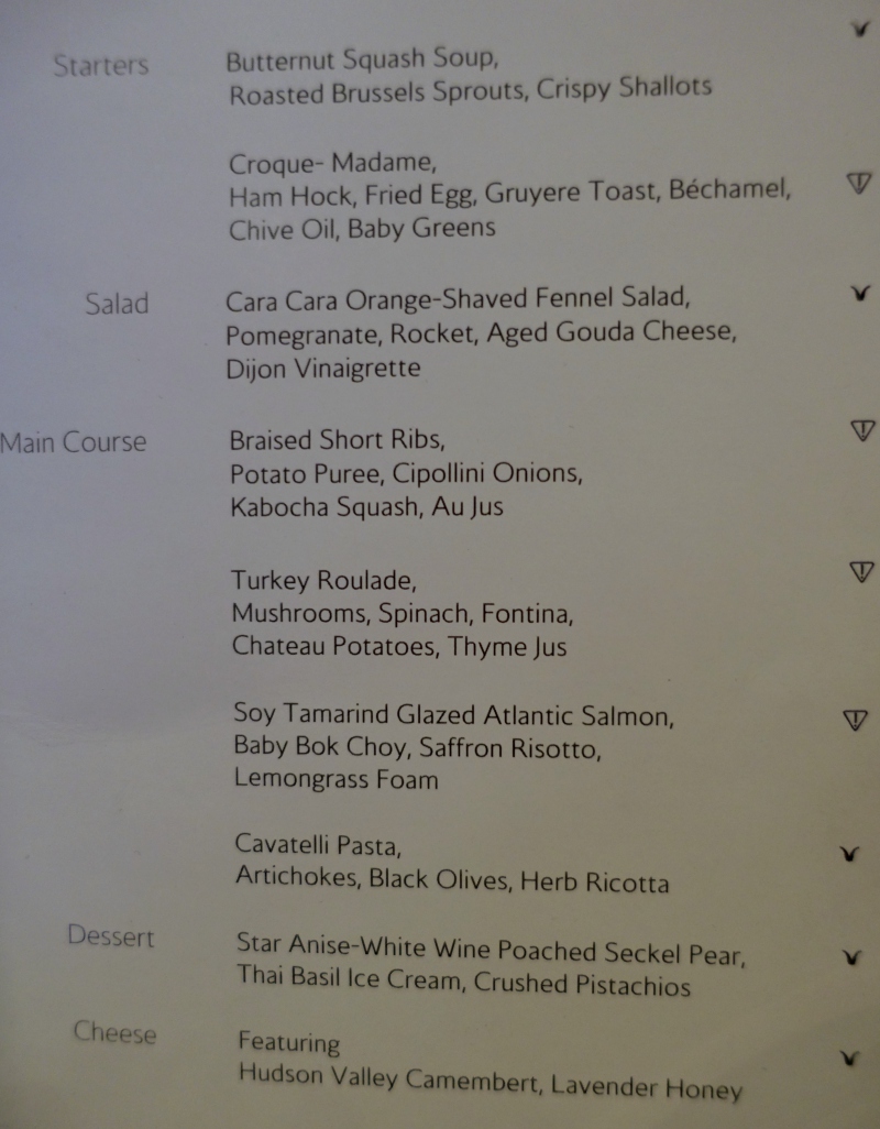 Menu, British Airways Concorde Room New York JFK