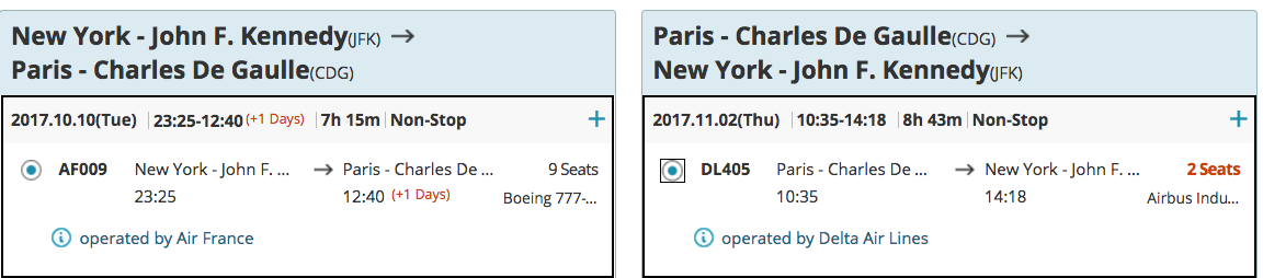 Air France Business Class Award with SkyPass Miles