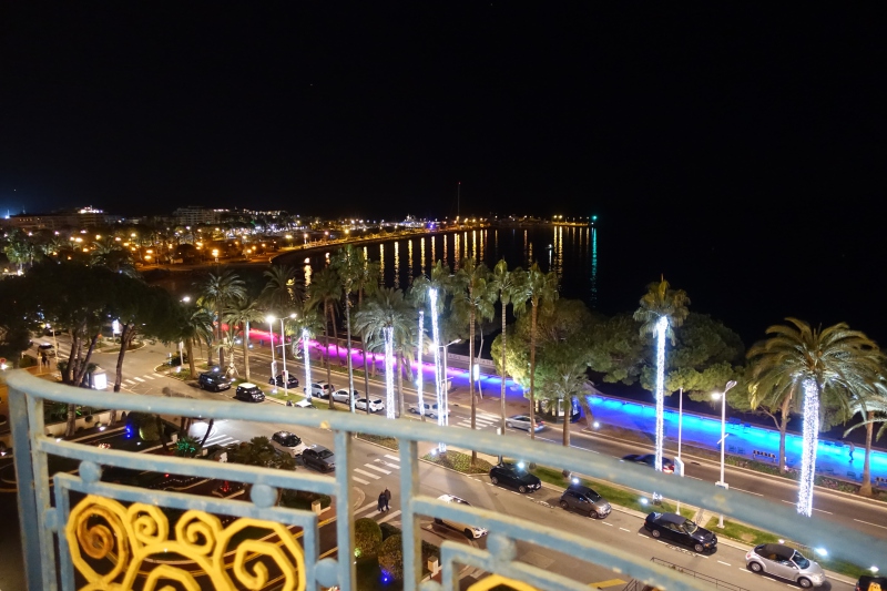 View from Grand Hyatt Cannes Martinez at Night