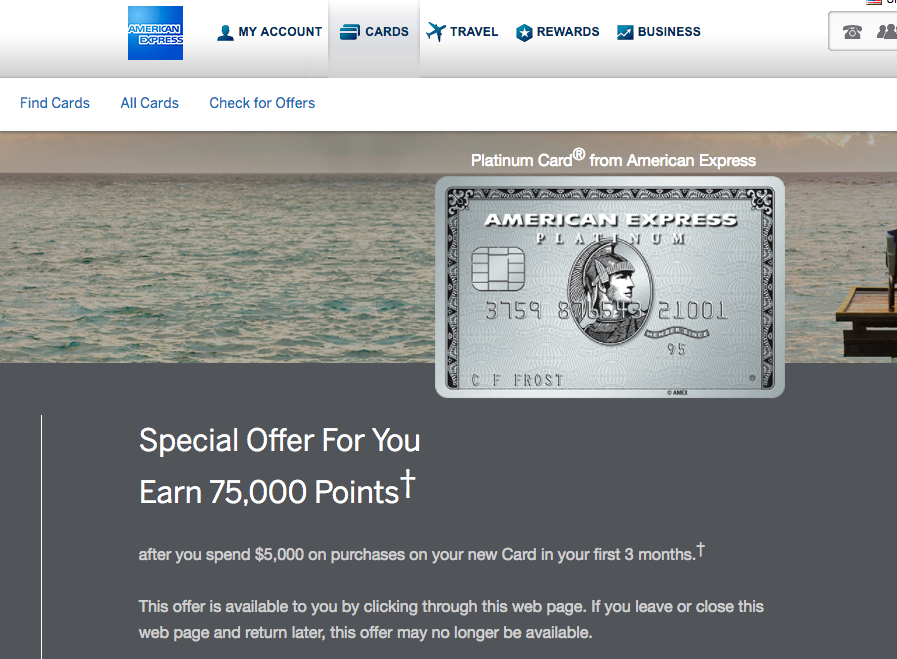 75K AMEX Platinum Bonus Offer