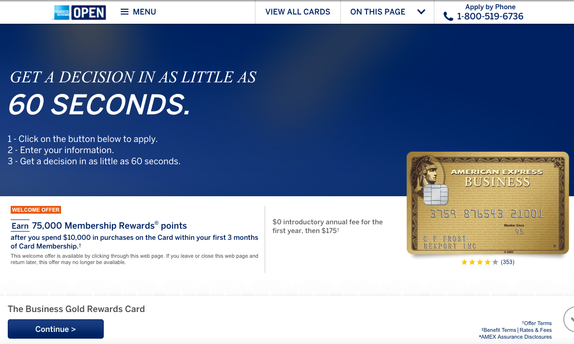 75K AMEX Business Gold Rewards Card Bonus Offer