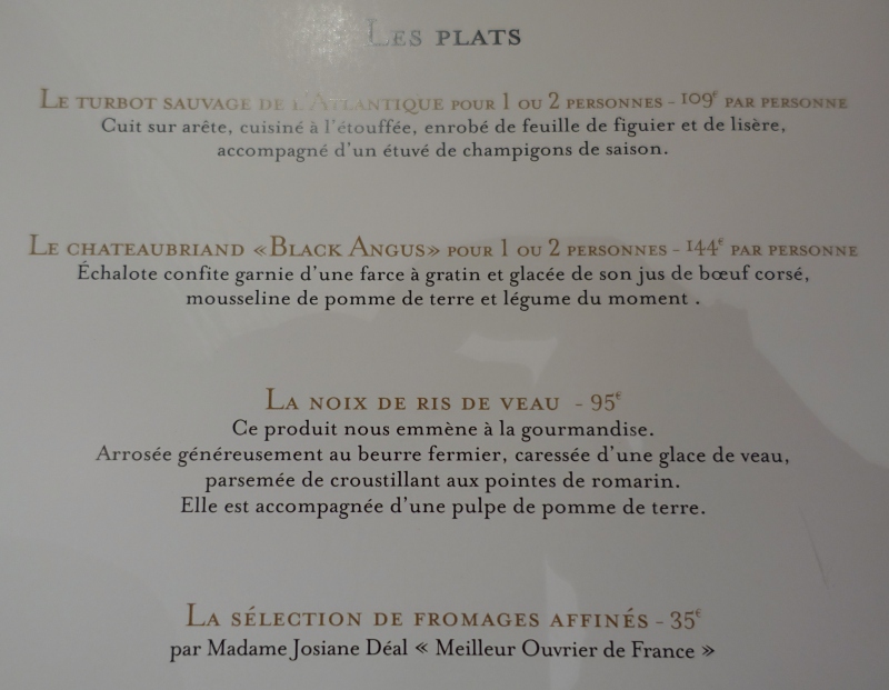 La Palme d'Or Cannes Menu