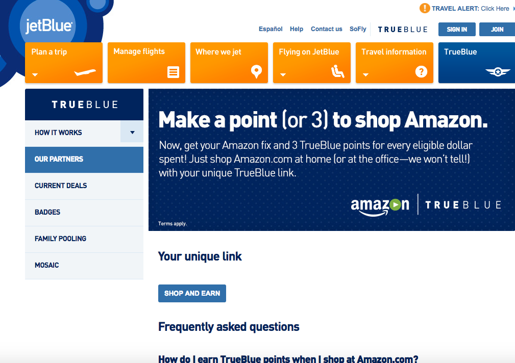 Earn 3X JetBlue TrueBlue Points for Amazon Spend