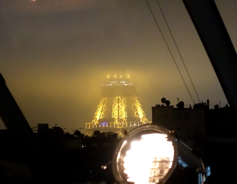 View of Eiffel Tower from L'Oiseau Blanc Restaurant, Paris