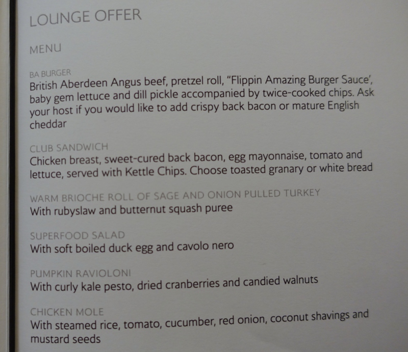 Concorde Room Menu