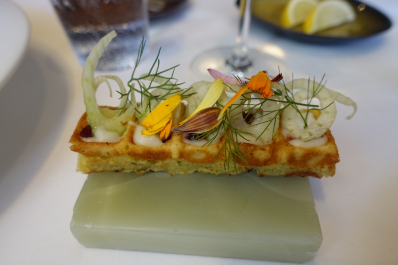 Waffle Accompanying Poached Foie Gras, Gabriel Kreuther NYC Review