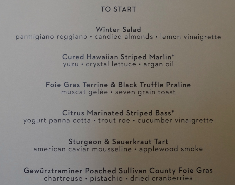 Gabriel Kreuther Appetizer Menu