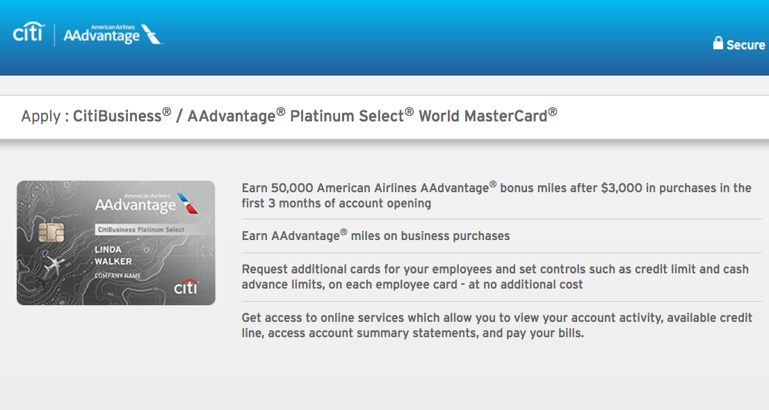 50K CitiBusiness AAdvantage Bonus Offer without 24 Month Restriction