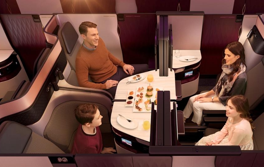 Qatar New Business Class QSuite Quad Seating for Family