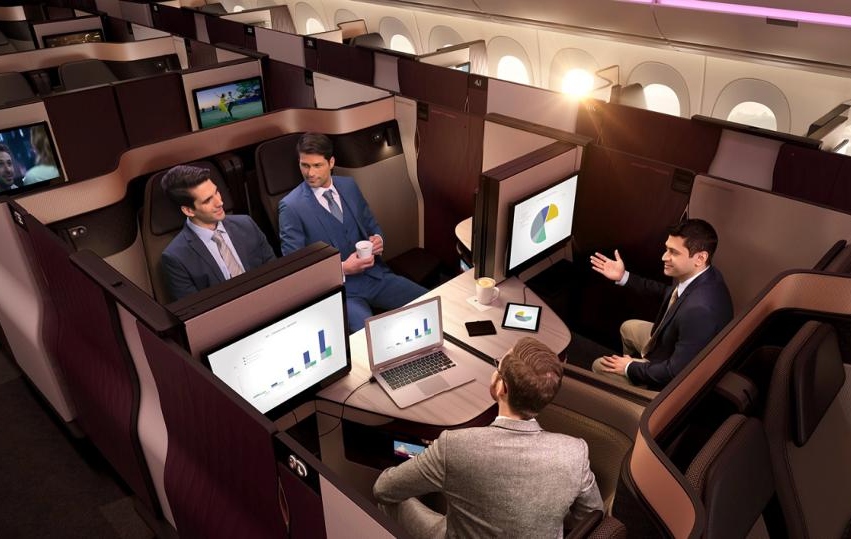 Qatar New Business Class QSuite Quad for Business Meetings