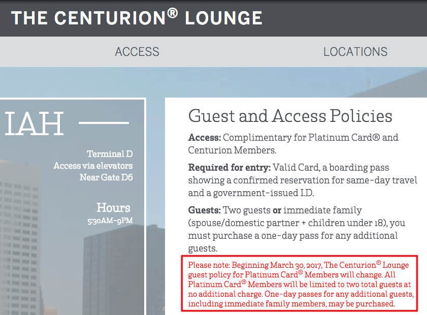 amex platinum centurion lounge guest policy seattle