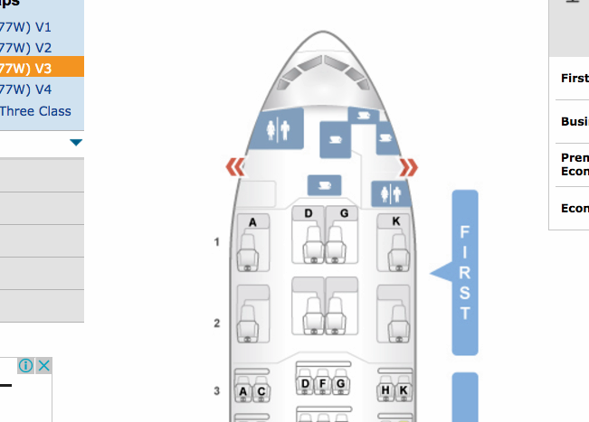 ANA First Class Seat Map