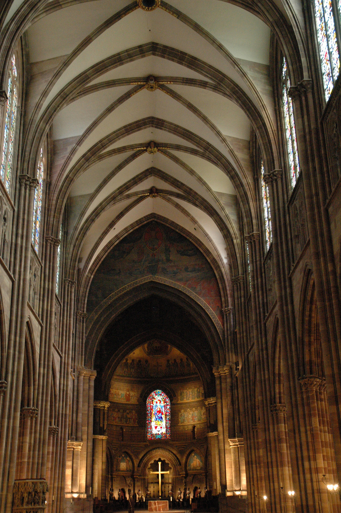 The view inside the cathedral, Strasbourg, France